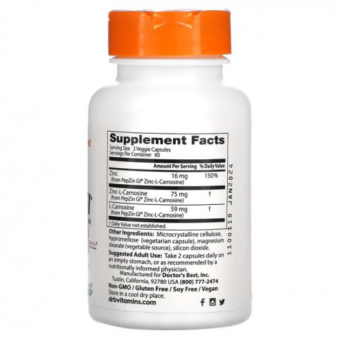 Doctor's Best PepZinGi, 120 вег.капс