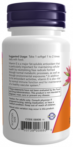 NOW Витамин Е-200 со смешанными токоферолами, 100 капсул