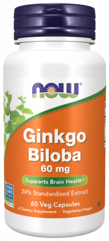 NOW Ginkgo Biloba 60 mg, 60 капсул