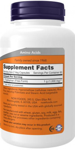 NOW L-Tryptophan 500 mg, L-Триптофан 500 мг, 120 капсул