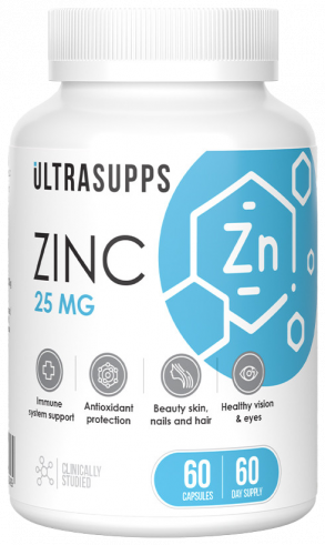 Ultrasupps Zinc, Цинк, 60 капсул
