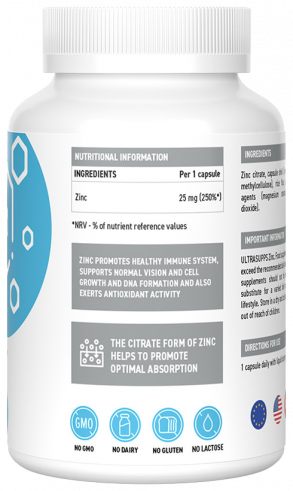 Ultrasupps Zinc, Цинк, 60 капсул