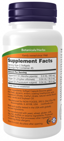 NOW Масло мяты перечной, 90 капсул