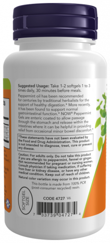 NOW Масло мяты перечной, 90 капсул