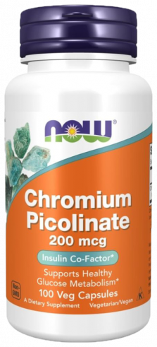 NOW Chromium Picolinate 200 mcg, Хрома Пиколинат 200 мкг, 100 капсул