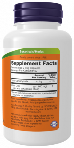 NOW Cat's Claw 500 mg, 100 капсул