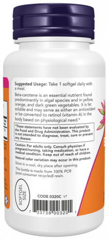 NOW Натуральный Бета-Каротин, 90 капсул