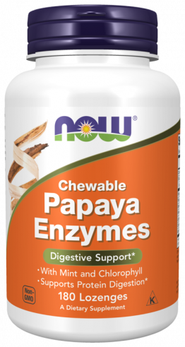 NOW Papaya Enzyme, Папайя Фермент, 180 таблеток