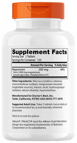 Doctor's Best High Absorption Magnesium, Магния Хелат, 240 таблеток