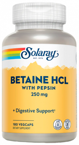 Solaray Betaine HCl with Pepsin 250 mg, 180 капсул