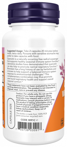 NOW Quercetin with Bromelain, 60 капсул