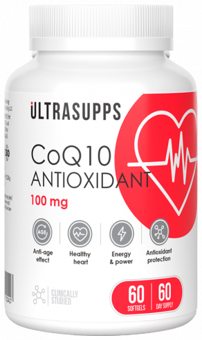 Ultrasupps CoQ10 Antioxidant 100 mg, Коэнзим Q10 Антиоксидант 100 мг, 60 капсул
