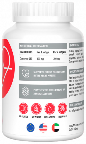 Ultrasupps CoQ10 Antioxidant 100 mg, Коэнзим Q10 Антиоксидант 100 мг, 60 капсул