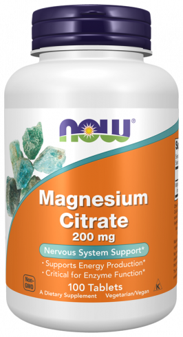 NOW Magnesium Citrate 200 mg, Магния Цитрат 200 мг, 100 таблеток
