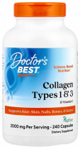 Doctor's Best Collagen Types 1 and 3, Коллаген 1 и 3 типа с Витамином C, 240 капсул